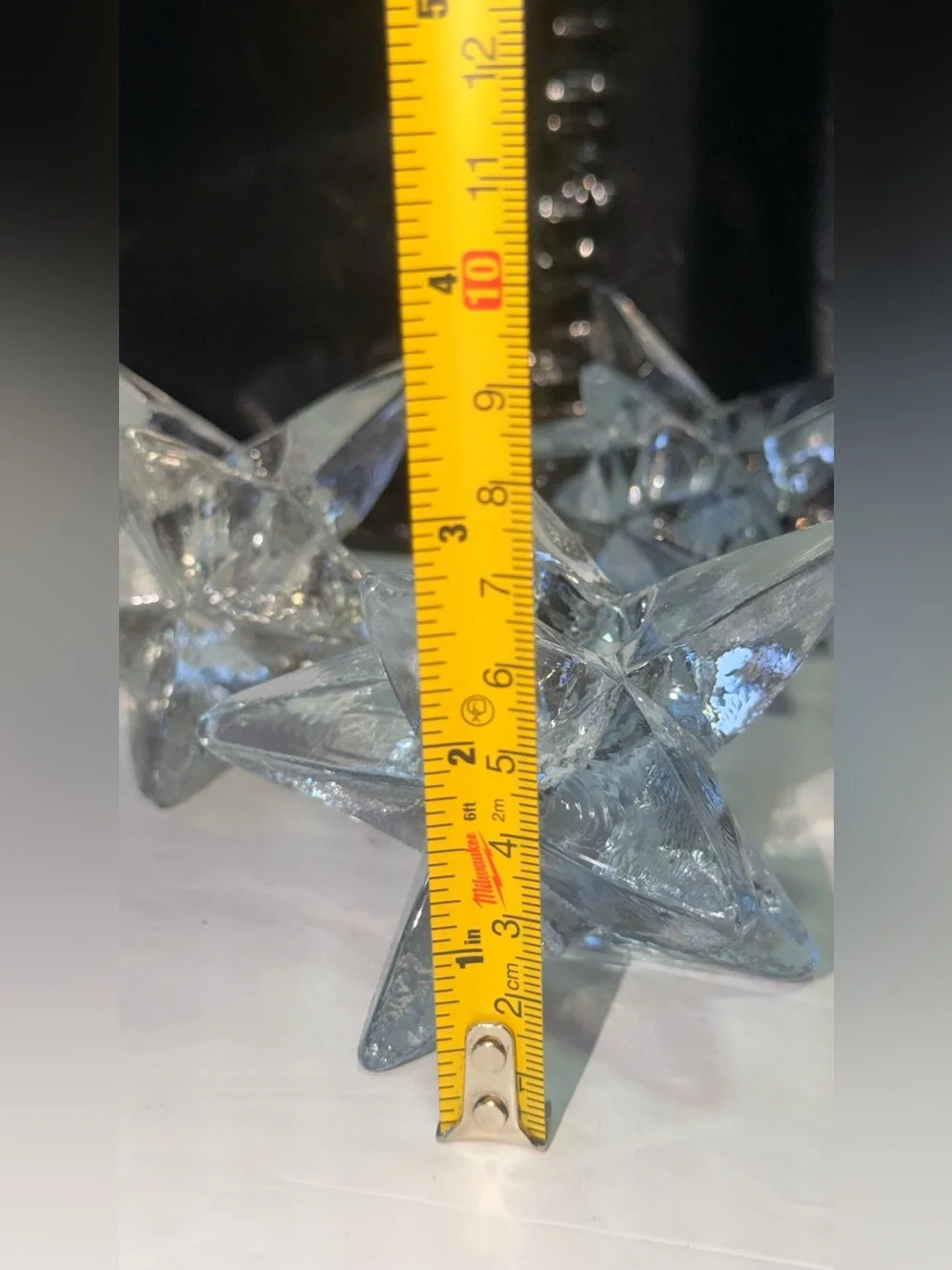 Set of 4 Pier 1 Imports Glass Point Star Taper Candlestick Holders